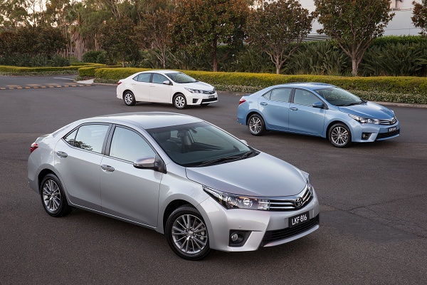 2014 Toyota Corolla Sedan Range: (front to rear) ZR, SX and Ascent