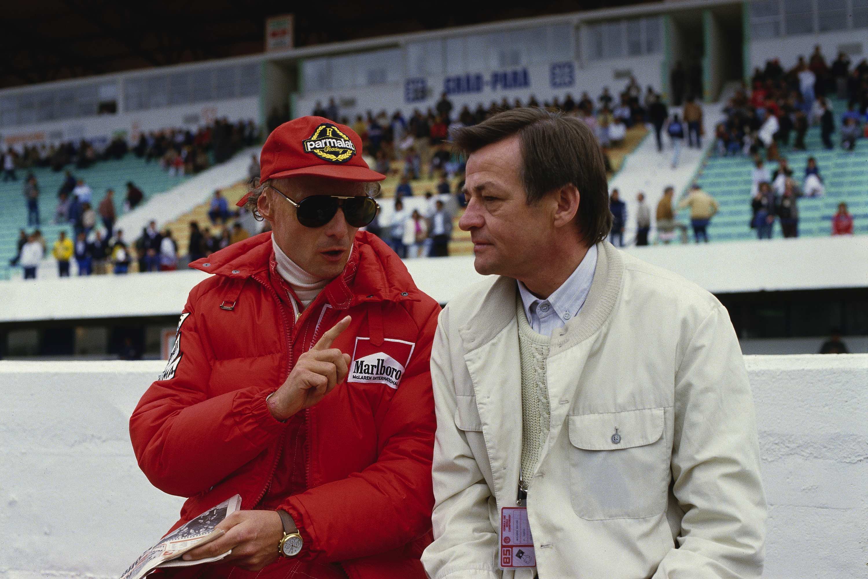 Niki Lauda and Hans Mezger approx 1984