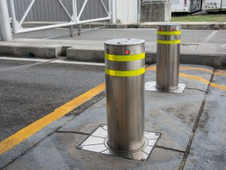 bollards with Security at the gate